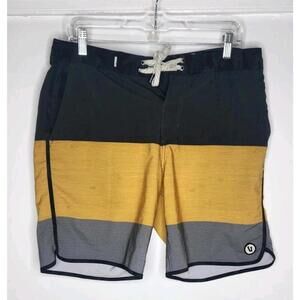 Vuori Board Shorts Men’s Brown Gold Gray Swim Trunks 32